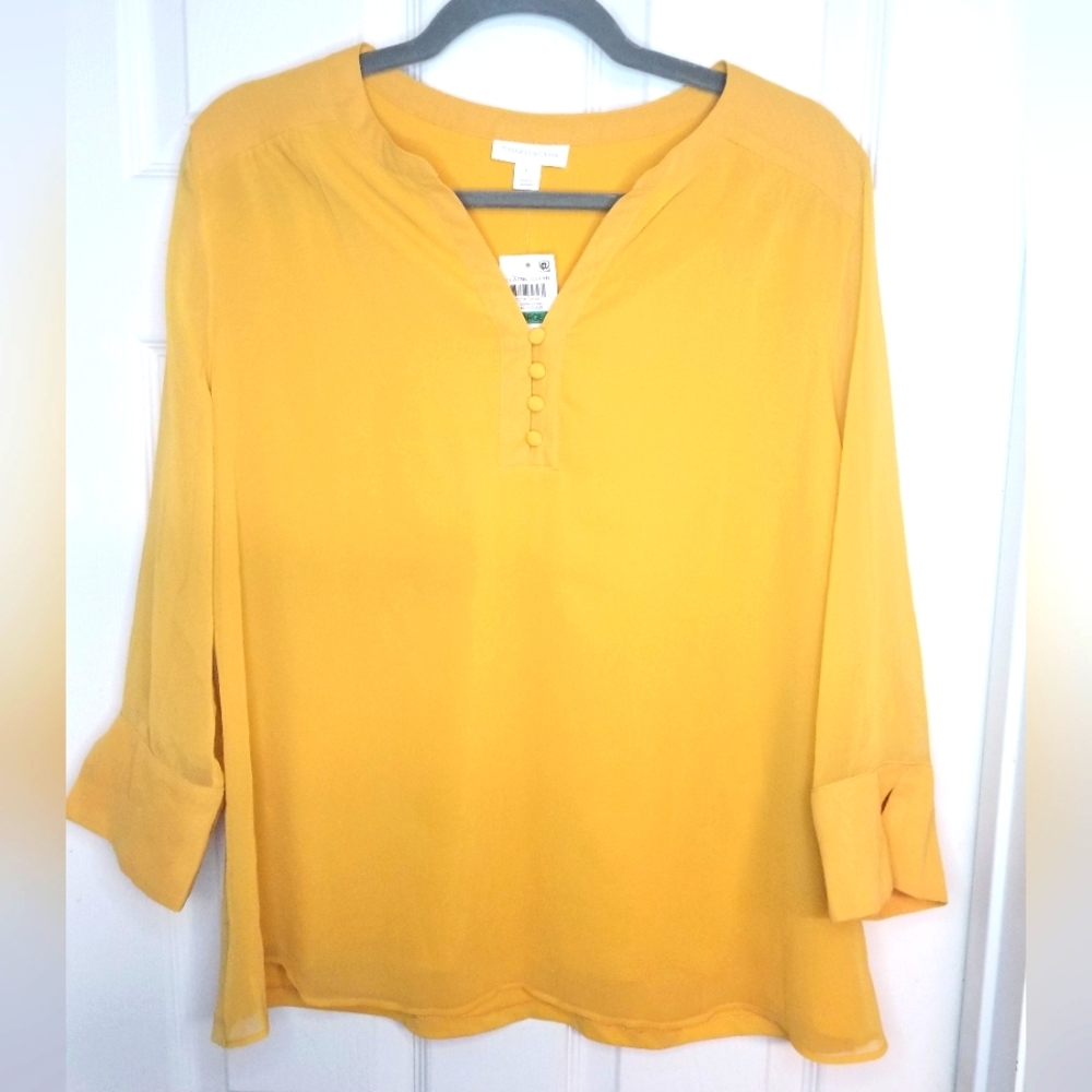 Charter Club Honey Glaze Classic Clean Womens Blouse L